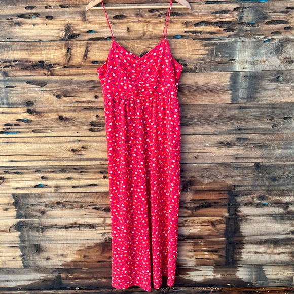 MADEWELL | Red Floral Spaghetti Strap Maxi Dress 14 - Picture 1 of 6